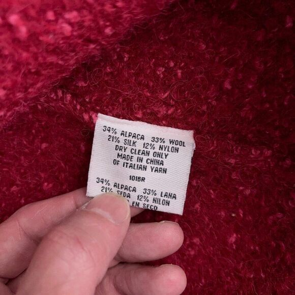 Eileen Fisher Sweater Bruco Alpaca Wool Silk Womens Small Red Lightweight Jacket - Picture 4 of 10